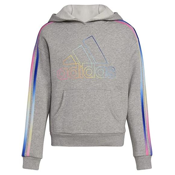 Adidas Youth Heathered Logo Hoodie Size Large (14) Grey Multi NWT - Picture 1 of 4